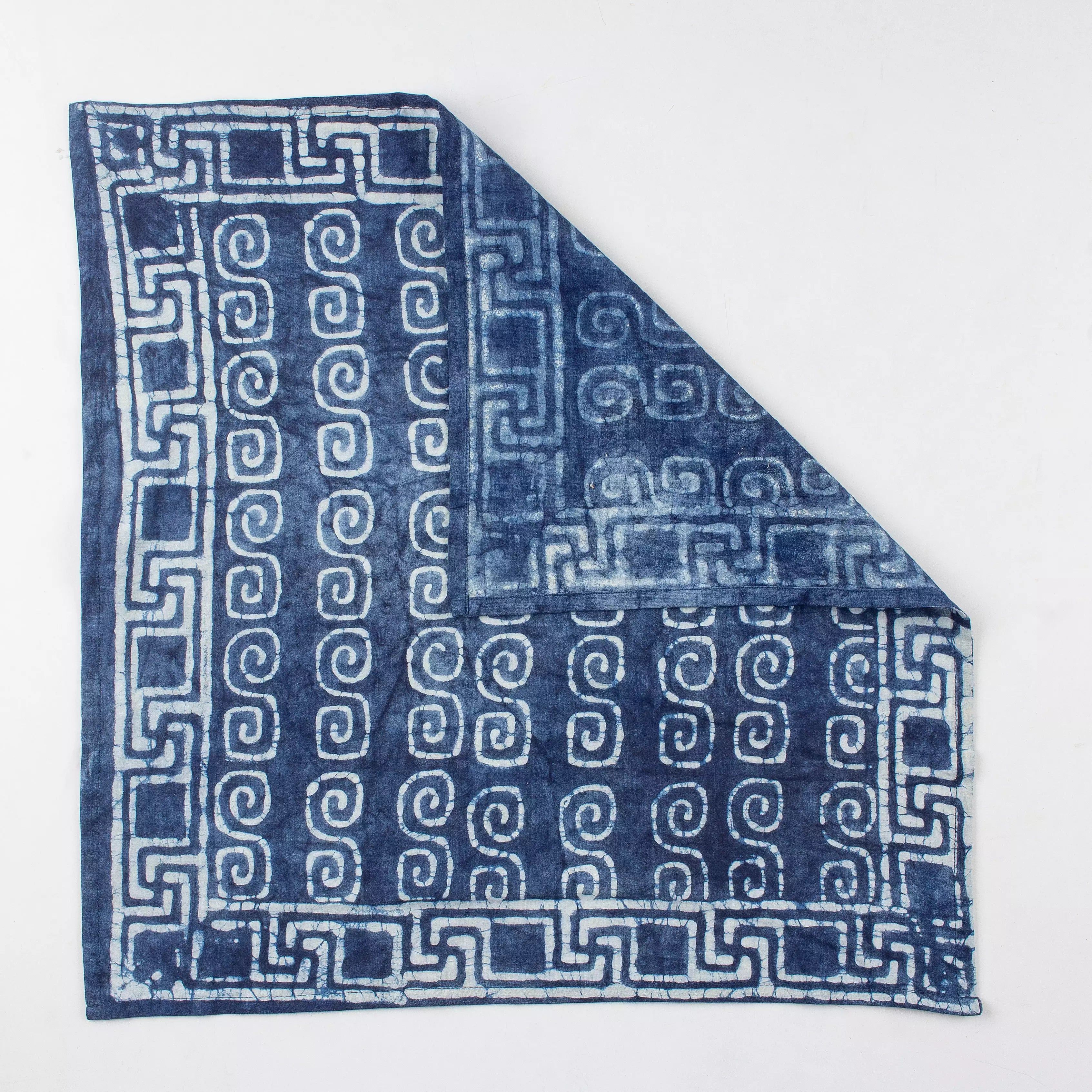 Indigo Blue Hand Block Print Cotton Neck Bandana for Men 589